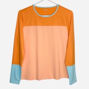 LANDSEND Women's PETITE Crew Neck Long Sleeve Rash Guard UPF 50 SPF Swim Tee